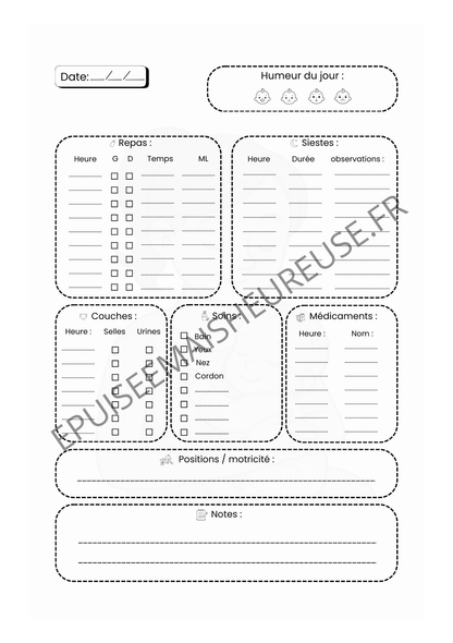 CARNET DE SUIVI BÉBÉ : Biberons - Allaitement - Sommeil - Couches - Soins