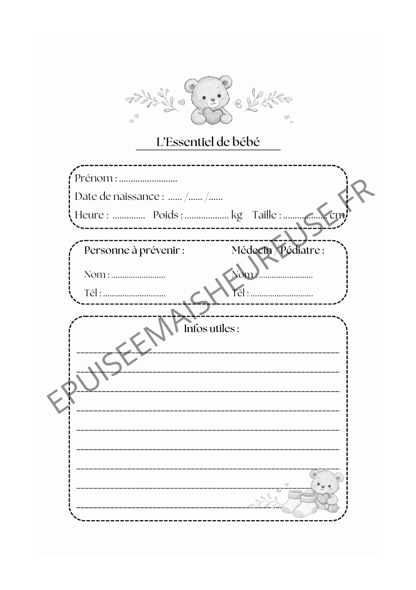 CARNET DE SUIVI BÉBÉ : Biberons - Allaitement - Sommeil - Couches - Soins