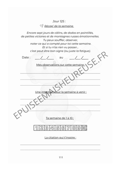 Épuisée mais heureuse ! Carnet de bord à remplir de 0 à 12 mois