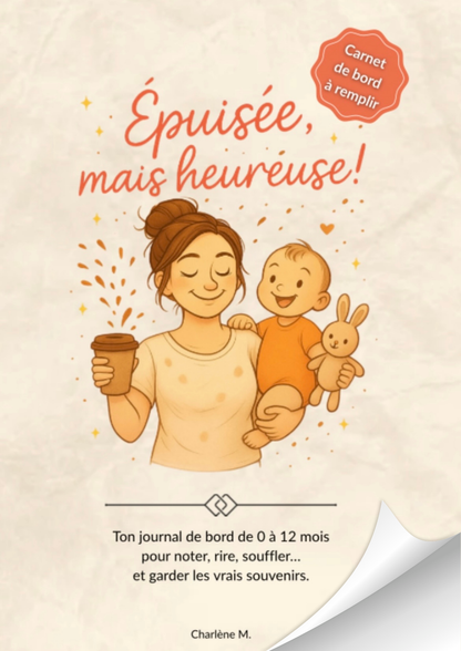 Épuisée mais heureuse ! Carnet de bord à remplir de 0 à 12 mois