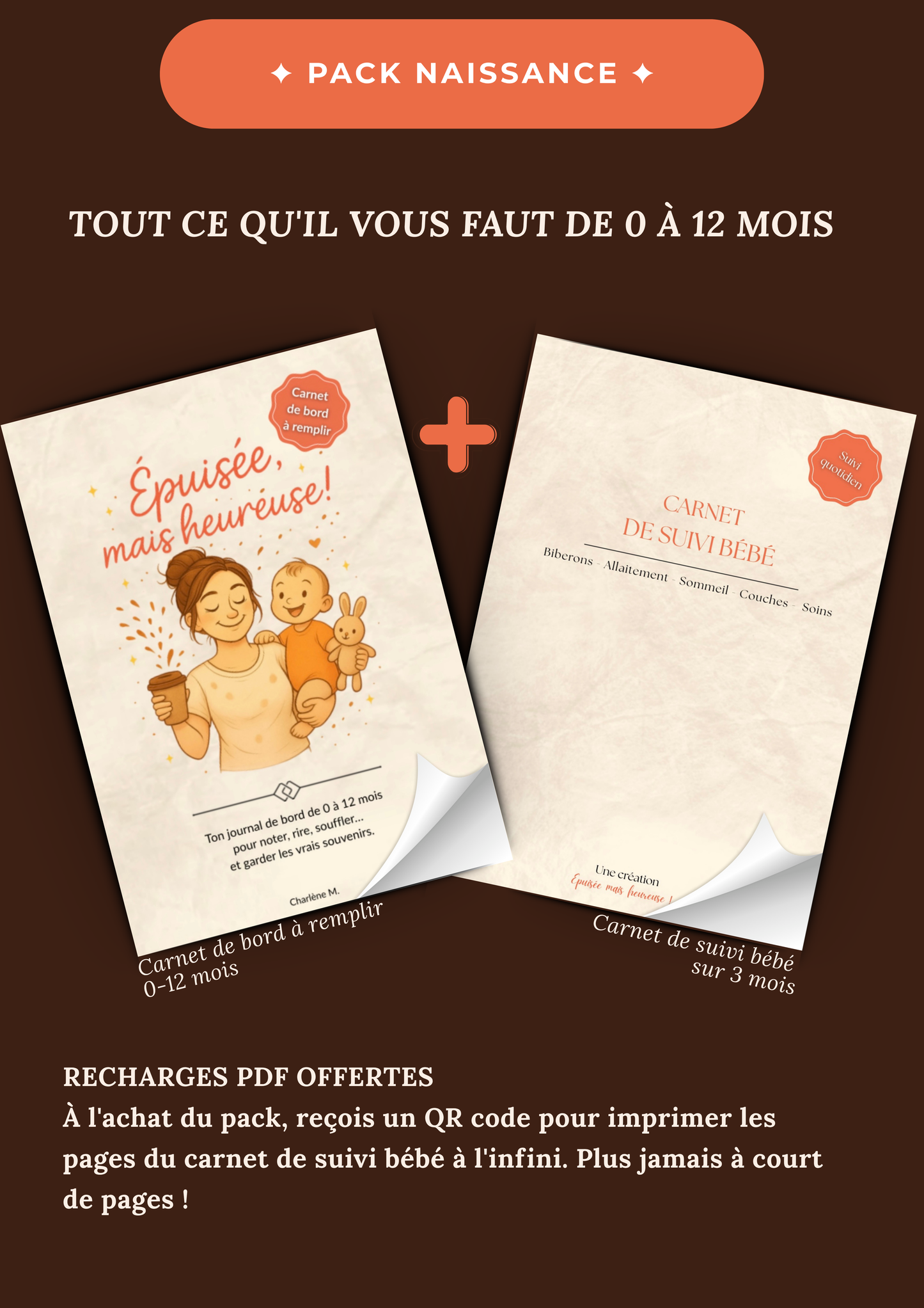 Pack naissance - Épuisée mais heureuse ! + Carnet de suivi bébé